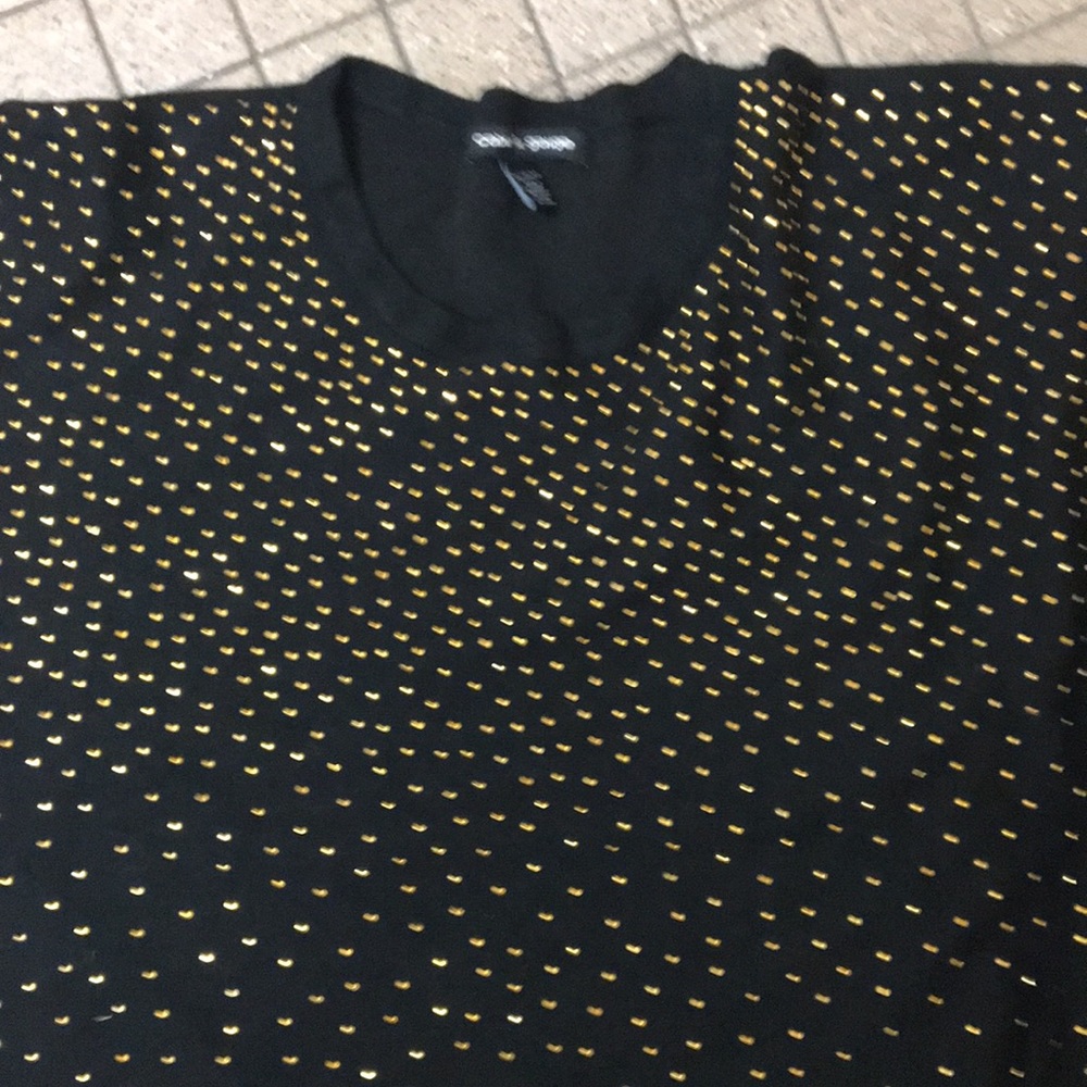 Cable and Gauge Black Long Sleeved Seeater with tiny gold studs!